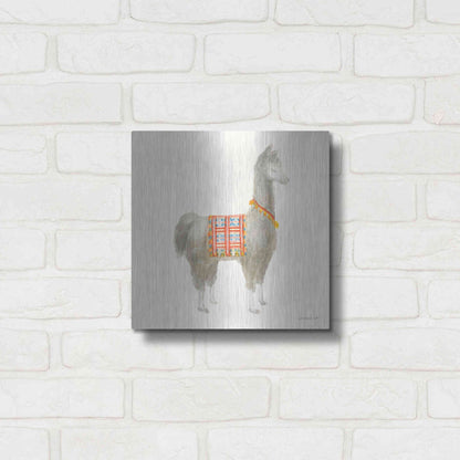 Luxe Metal Art 'Festive Llama I' by Danhui Nai, Metal Wall Art,12x12