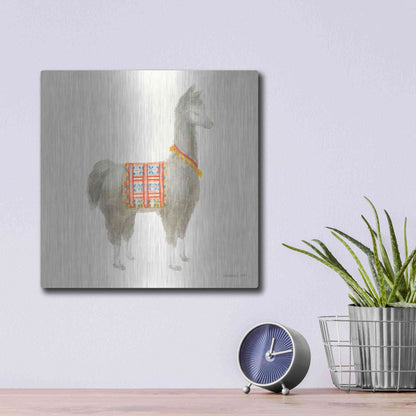 Luxe Metal Art 'Festive Llama I' by Danhui Nai, Metal Wall Art,12x12