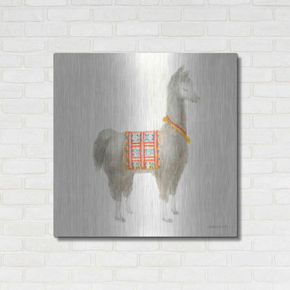 Luxe Metal Art 'Festive Llama I' by Danhui Nai, Metal Wall Art,36x36