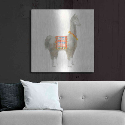 Luxe Metal Art 'Festive Llama I' by Danhui Nai, Metal Wall Art,36x36