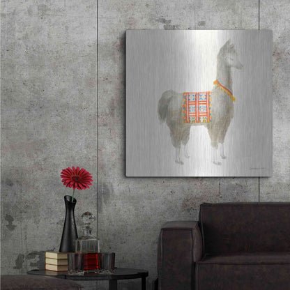 Luxe Metal Art 'Festive Llama I' by Danhui Nai, Metal Wall Art,36x36