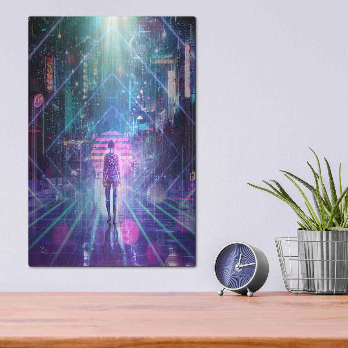 Luxe Metal Art 'Neon Zone' by Cameron Gray Metal Wall Art,12x16