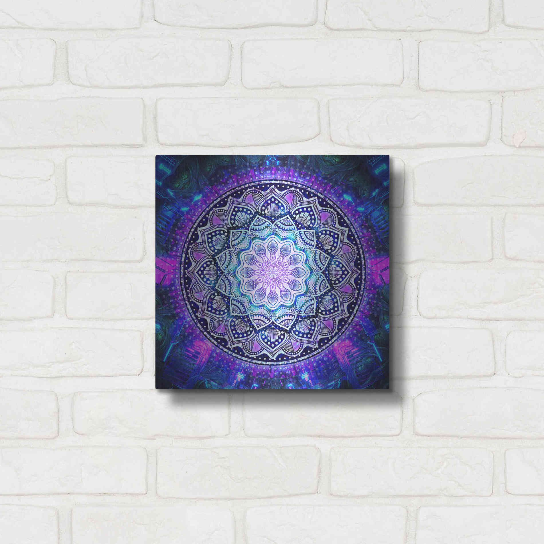 Luxe Metal Art 'Sacred Bloom Mandala' by Cameron Gray Metal Wall Art,12x12