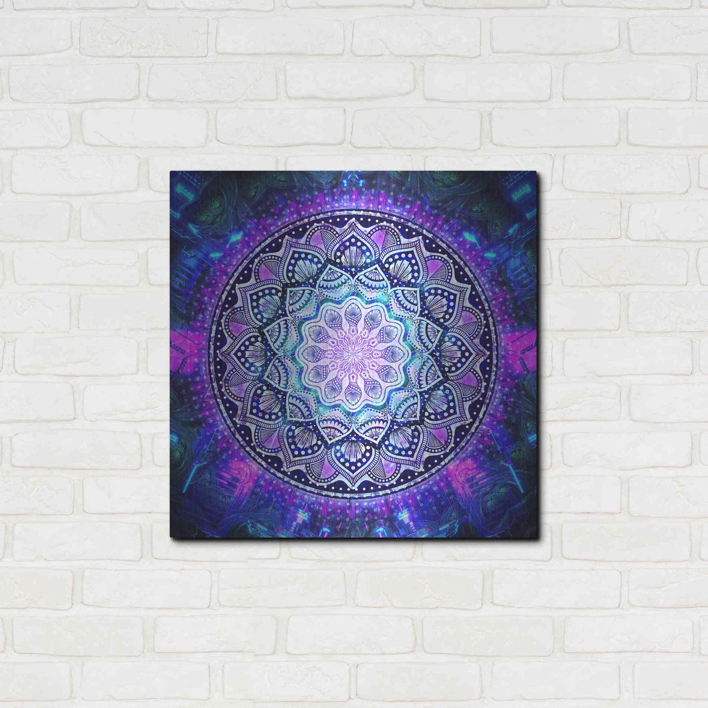 Luxe Metal Art 'Sacred Bloom Mandala' by Cameron Gray Metal Wall Art,24x24