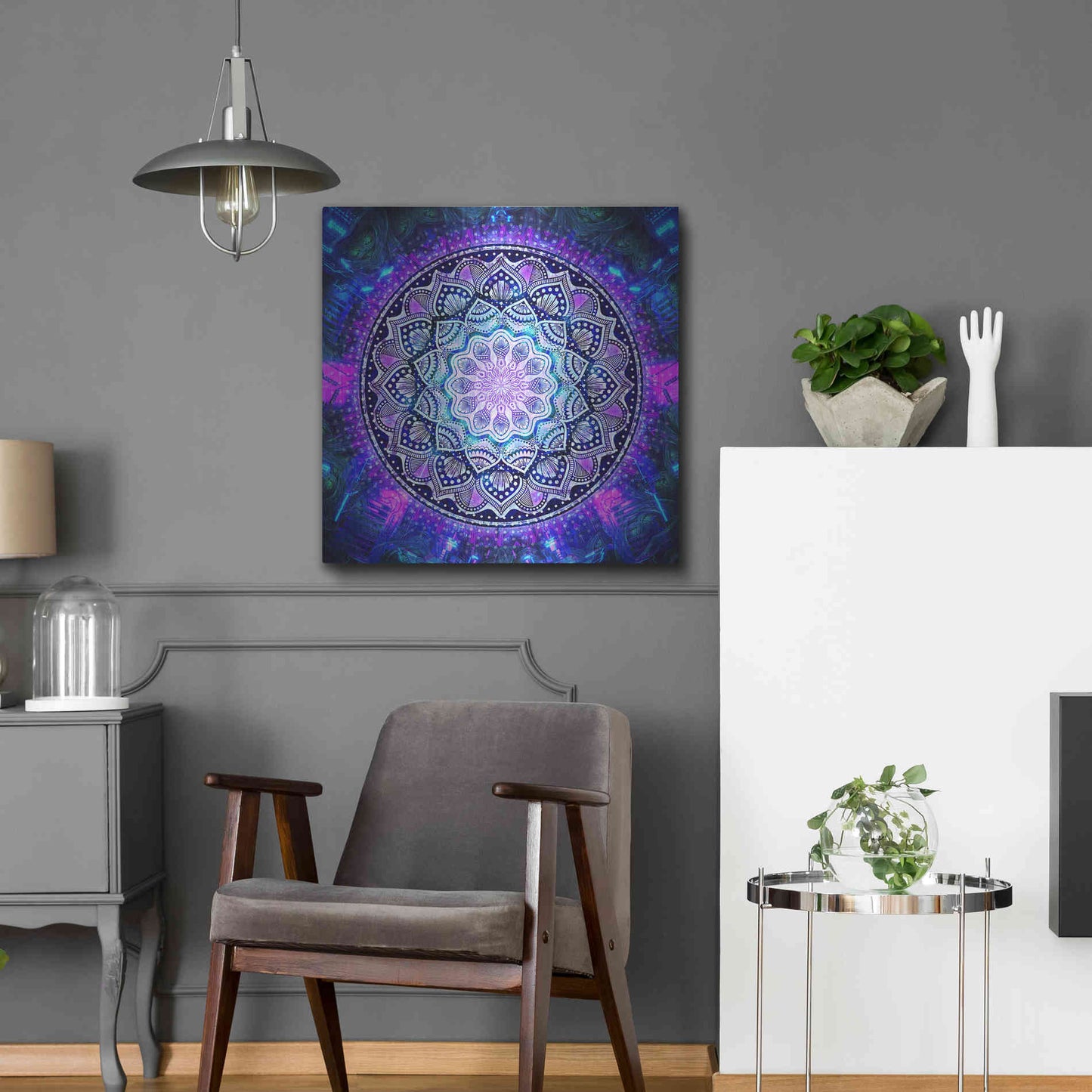 Luxe Metal Art 'Sacred Bloom Mandala' by Cameron Gray Metal Wall Art,24x24