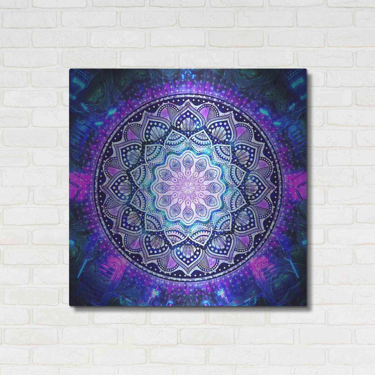 Luxe Metal Art 'Sacred Bloom Mandala' by Cameron Gray Metal Wall Art,36x36