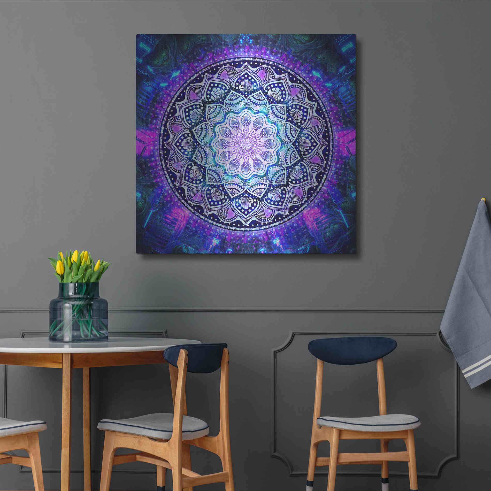 Luxe Metal Art 'Sacred Bloom Mandala' by Cameron Gray Metal Wall Art,36x36