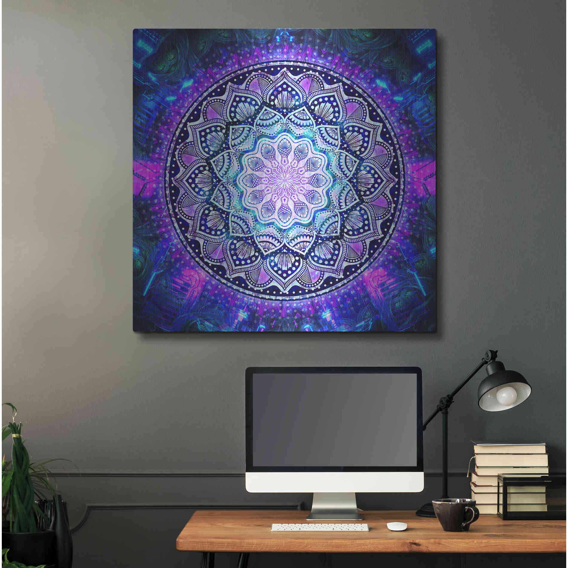 Luxe Metal Art 'Sacred Bloom Mandala' by Cameron Gray Metal Wall Art,36x36