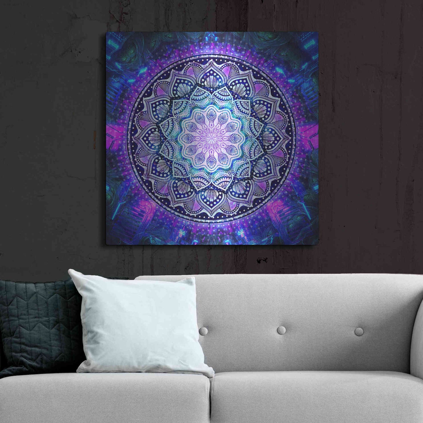 Luxe Metal Art 'Sacred Bloom Mandala' by Cameron Gray Metal Wall Art,36x36