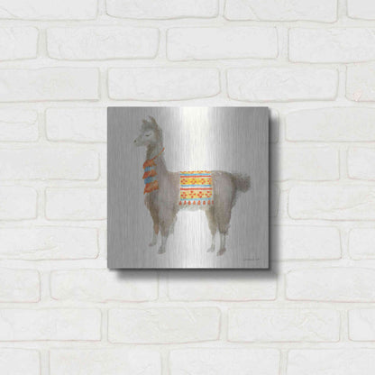 Luxe Metal Art 'Festive Llama II' by Danhui Nai, Metal Wall Art,12x12