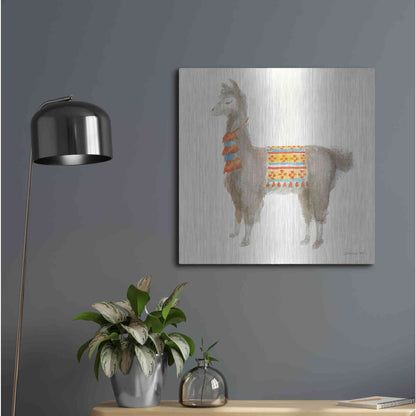 Luxe Metal Art 'Festive Llama II' by Danhui Nai, Metal Wall Art,24x24