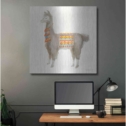 Luxe Metal Art 'Festive Llama II' by Danhui Nai, Metal Wall Art,36x36