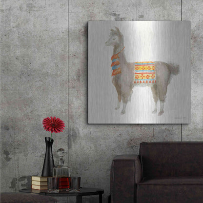Luxe Metal Art 'Festive Llama II' by Danhui Nai, Metal Wall Art,36x36