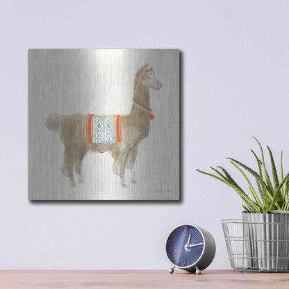 Luxe Metal Art 'Festive Llama III' by Danhui Nai, Metal Wall Art,12x12