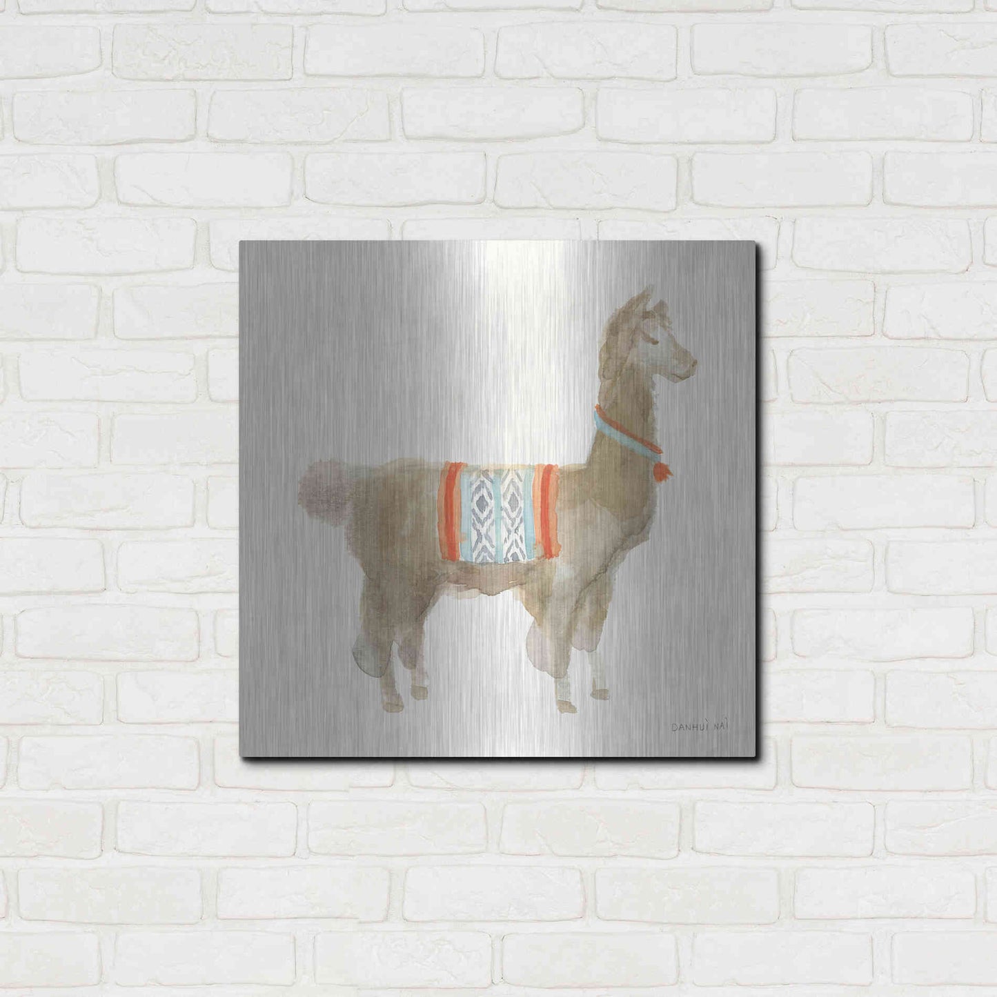 Luxe Metal Art 'Festive Llama III' by Danhui Nai, Metal Wall Art,24x24