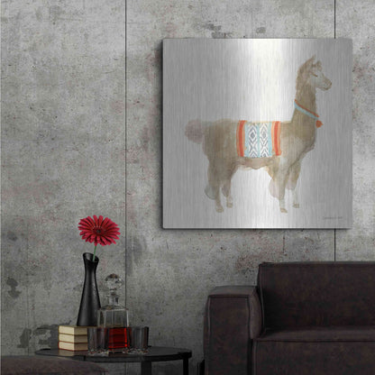 Luxe Metal Art 'Festive Llama III' by Danhui Nai, Metal Wall Art,36x36
