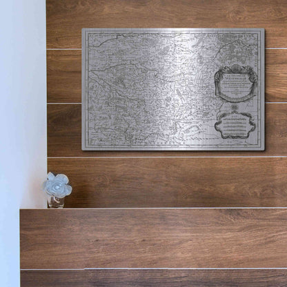 Luxe Metal Art 'Antiquarian Map I' by Vision Studio, Metal Wall Art,16x12