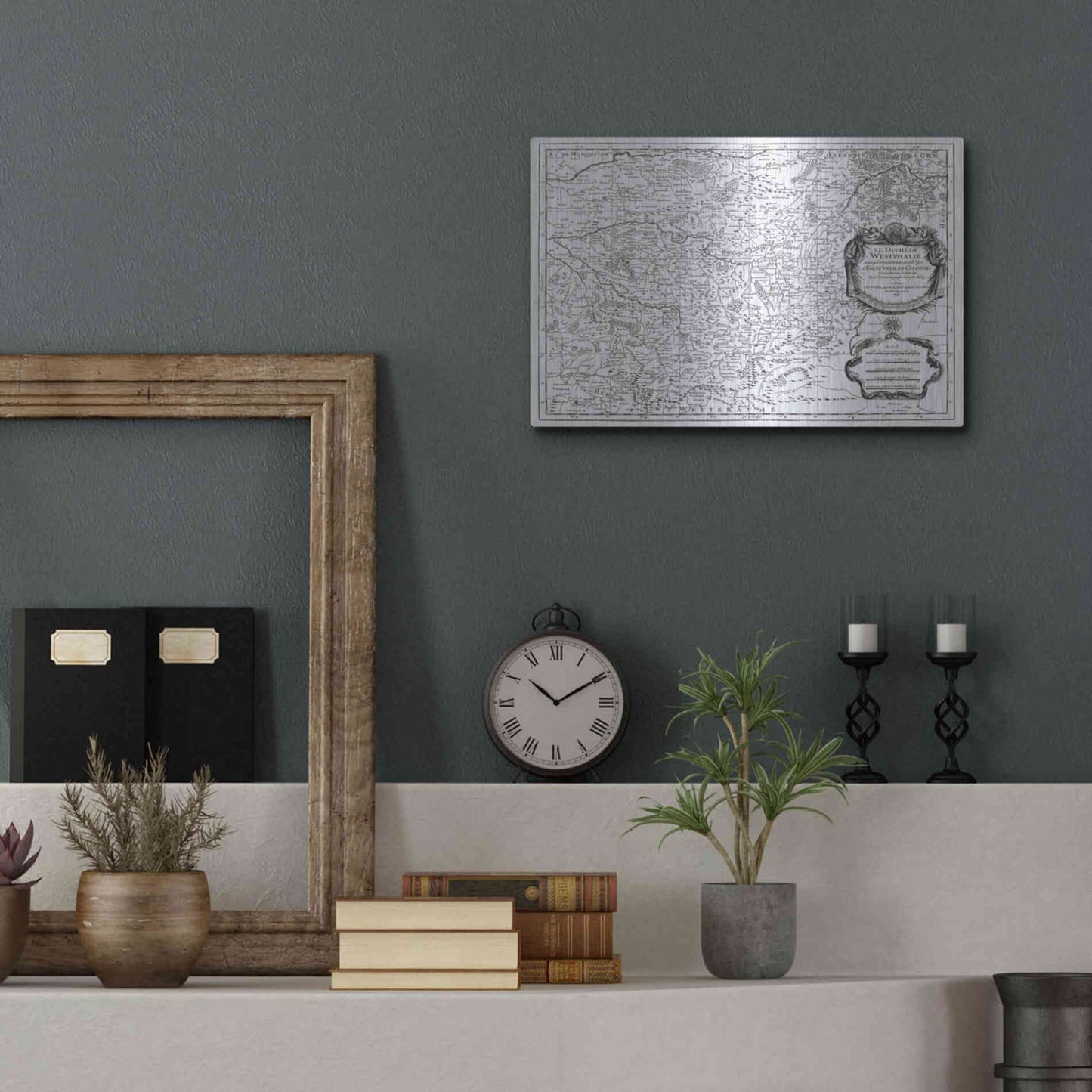 Luxe Metal Art 'Antiquarian Map I' by Vision Studio, Metal Wall Art,16x12