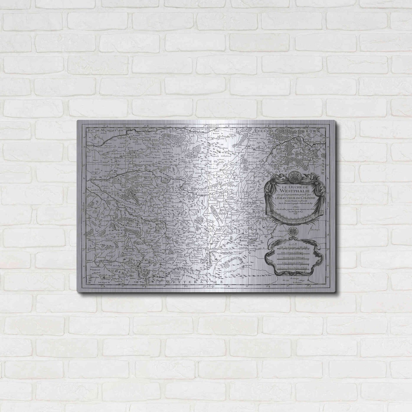 Luxe Metal Art 'Antiquarian Map I' by Vision Studio, Metal Wall Art,36x24