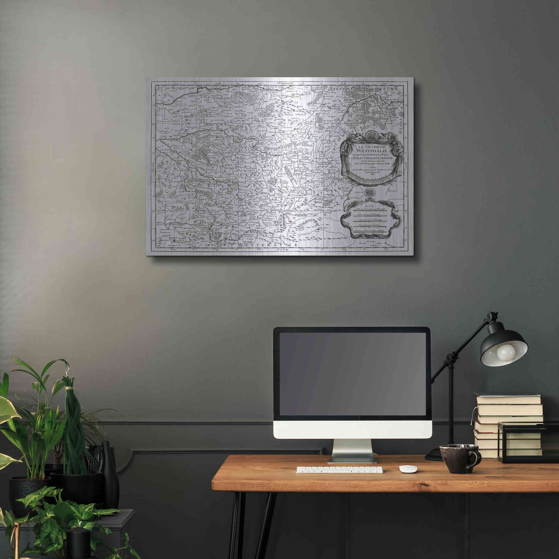 Luxe Metal Art 'Antiquarian Map I' by Vision Studio, Metal Wall Art,36x24