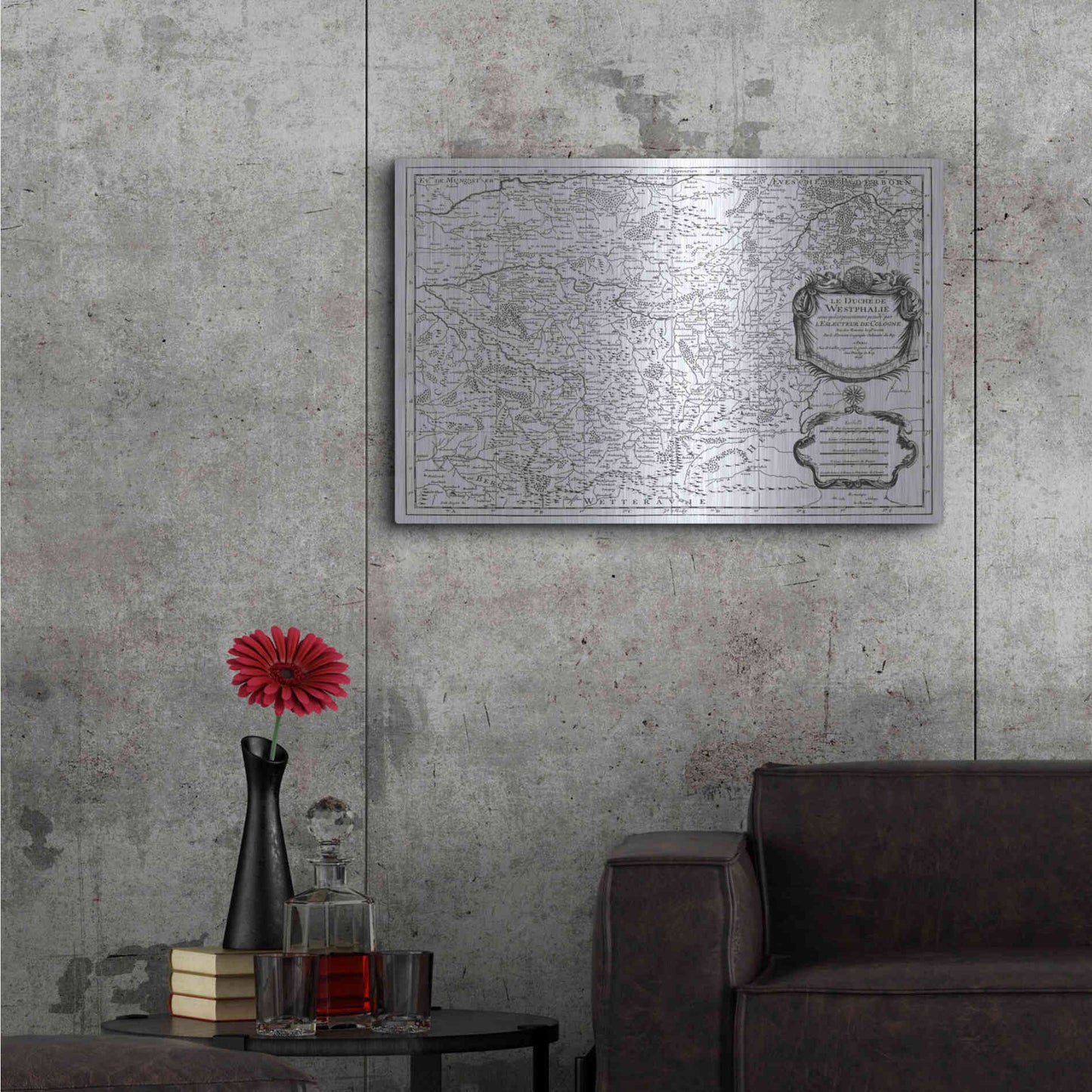 Luxe Metal Art 'Antiquarian Map I' by Vision Studio, Metal Wall Art,36x24