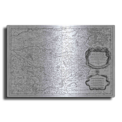 Luxe Metal Art 'Antiquarian Map I' by Vision Studio, Metal Wall Art