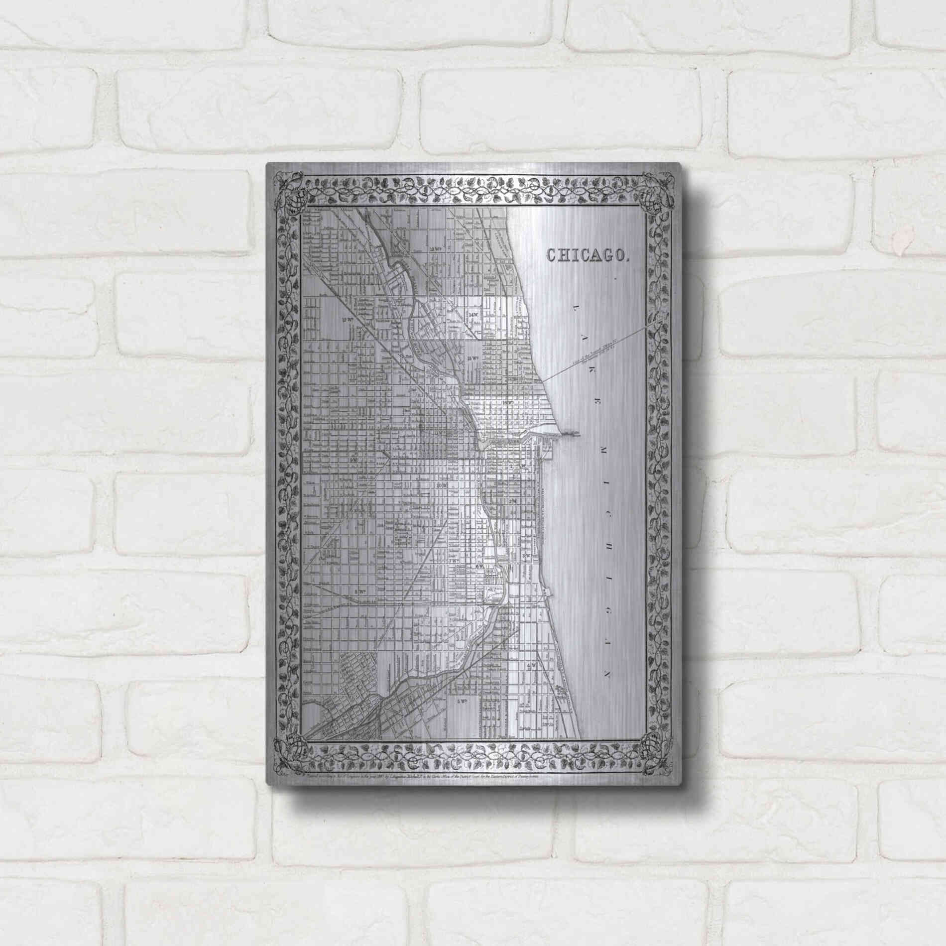 Luxe Metal Art 'Plan of Chicago' by Mitchell, Metal Wall Art,12x16