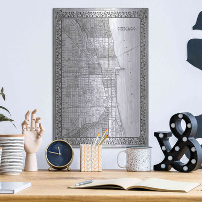 Luxe Metal Art 'Plan of Chicago' by Mitchell, Metal Wall Art,12x16