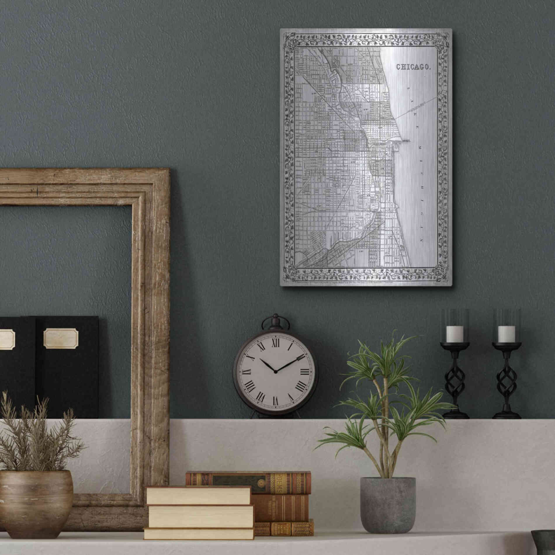 Luxe Metal Art 'Plan of Chicago' by Mitchell, Metal Wall Art,12x16