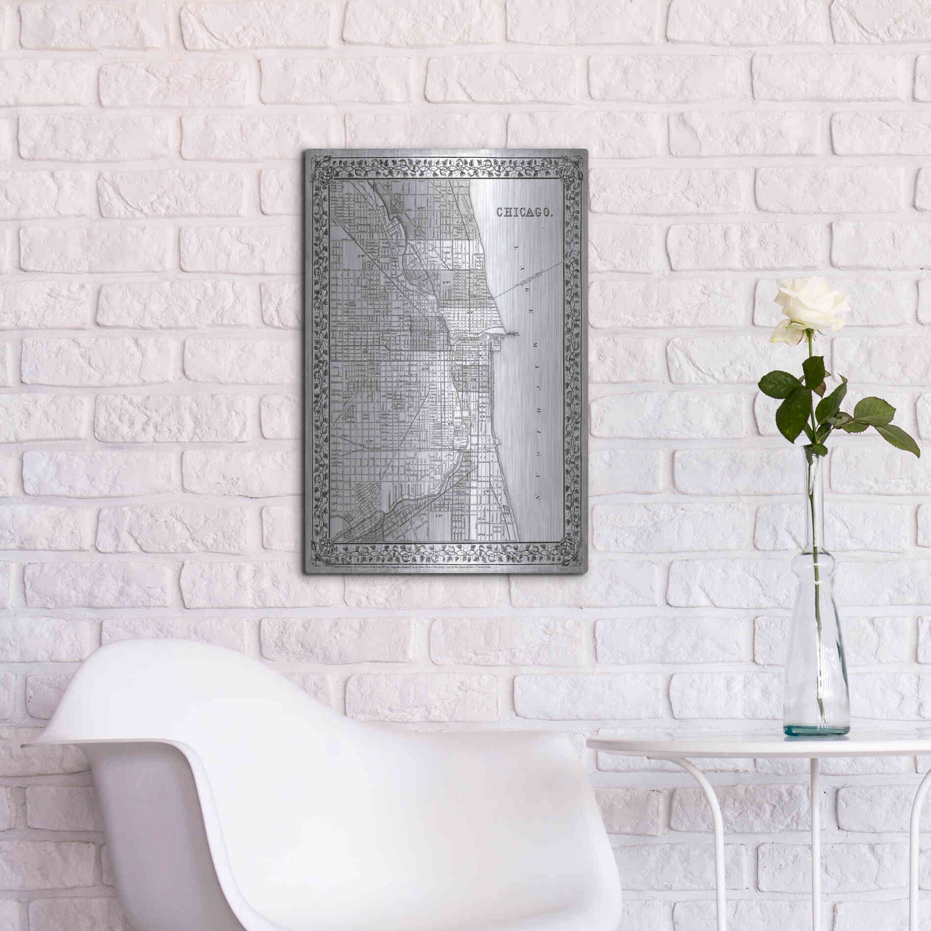 Luxe Metal Art 'Plan of Chicago' by Mitchell, Metal Wall Art,16x24