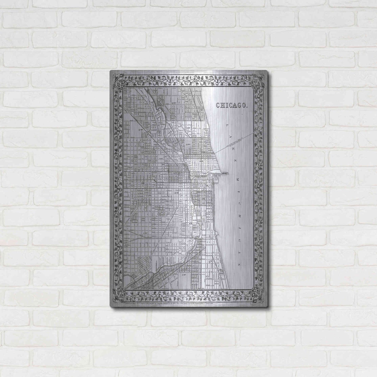 Luxe Metal Art 'Plan of Chicago' by Mitchell, Metal Wall Art,24x36
