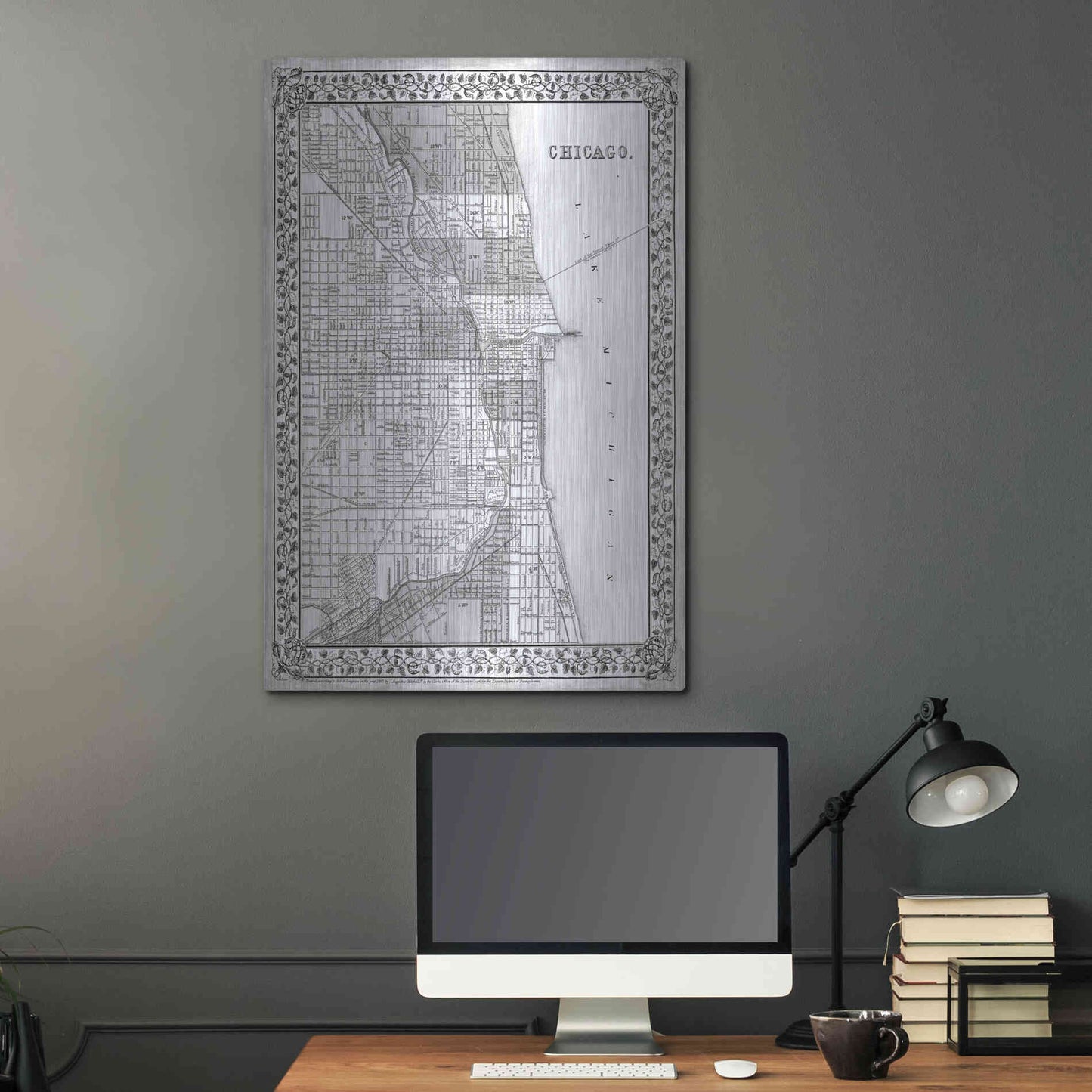 Luxe Metal Art 'Plan of Chicago' by Mitchell, Metal Wall Art,24x36