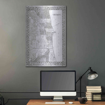 Luxe Metal Art 'Plan of Chicago' by Mitchell, Metal Wall Art,24x36