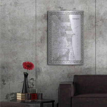 Luxe Metal Art 'Plan of Chicago' by Mitchell, Metal Wall Art,24x36