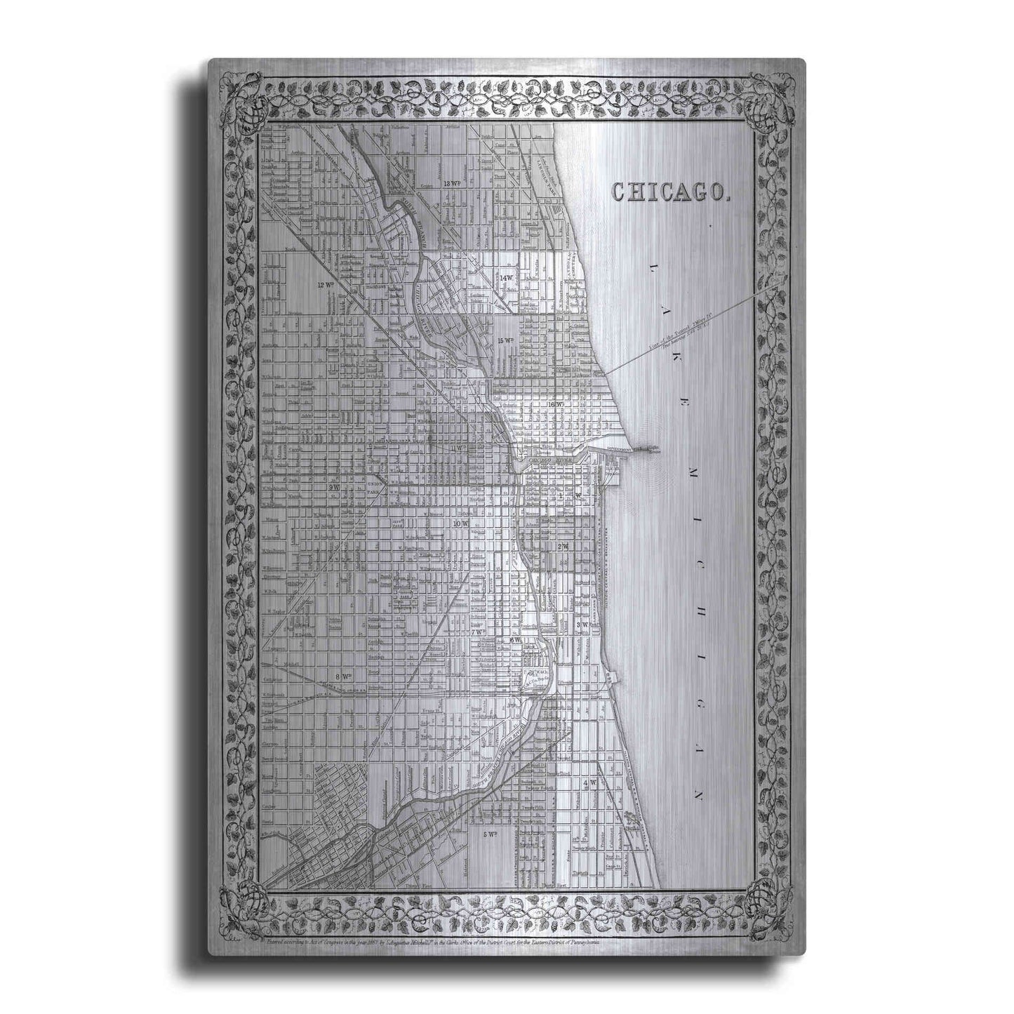Luxe Metal Art 'Plan of Chicago' by Mitchell, Metal Wall Art