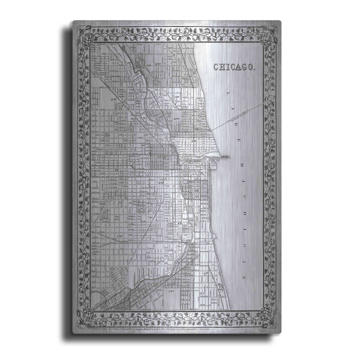 Luxe Metal Art 'Plan of Chicago' by Mitchell, Metal Wall Art