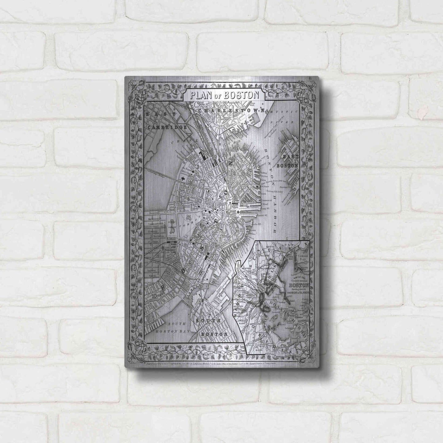 Luxe Metal Art 'Plan of Boston' by Mitchell, Metal Wall Art,12x16