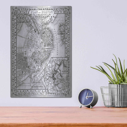 Luxe Metal Art 'Plan of Boston' by Mitchell, Metal Wall Art,12x16