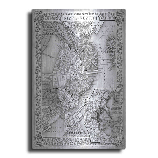 Luxe Metal Art 'Plan of Boston' by Mitchell, Metal Wall Art