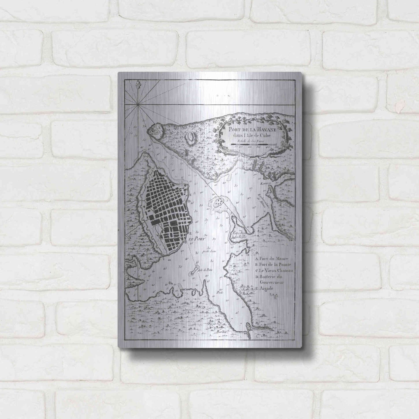 Luxe Metal Art 'Petite Map of the Port of Havana' by Unattributed, Metal Wall Art,12x16