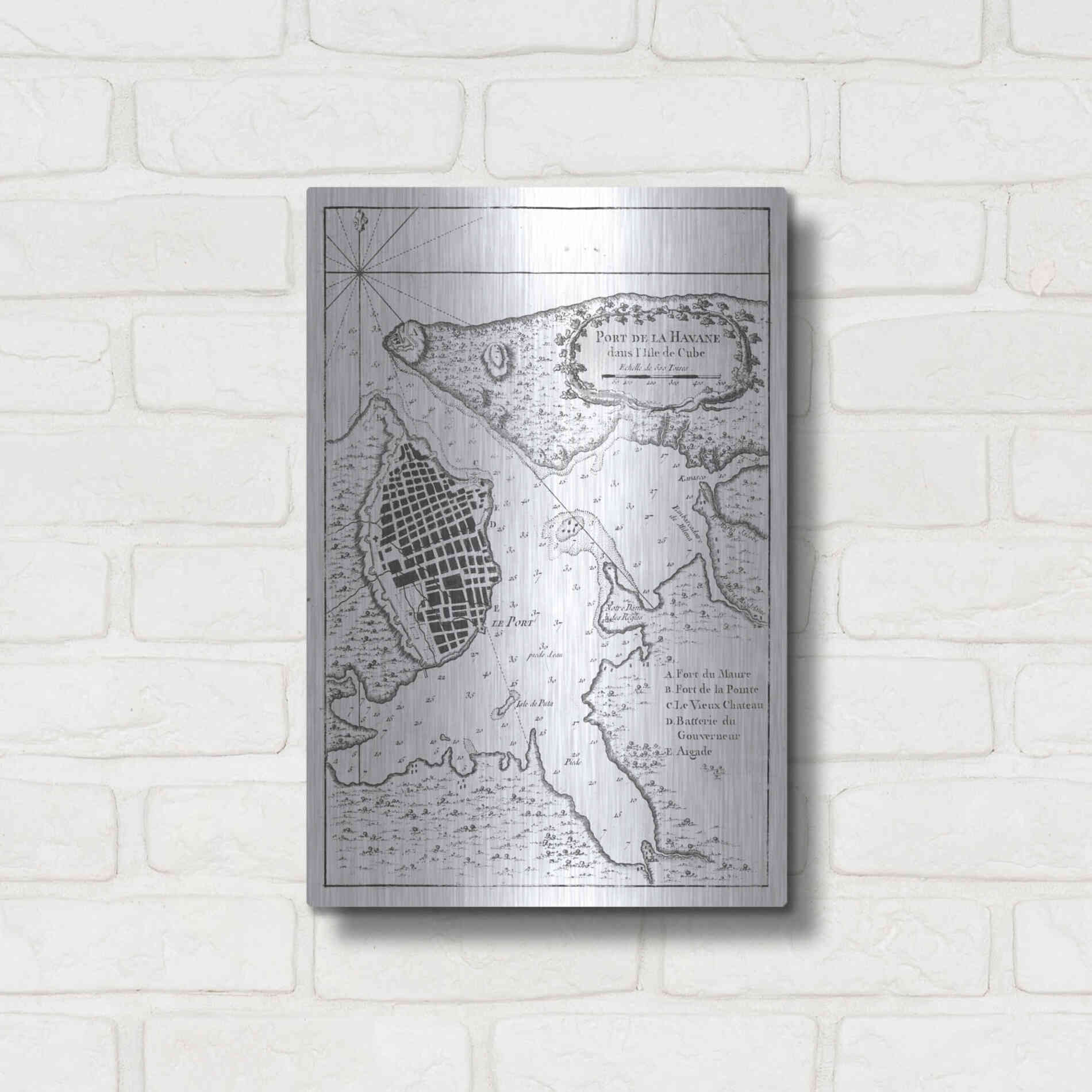 Luxe Metal Art 'Petite Map of the Port of Havana' by Unattributed, Metal Wall Art,12x16