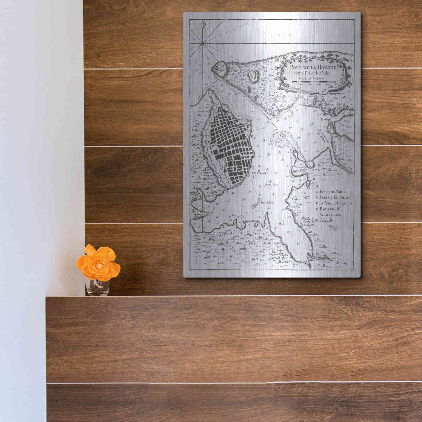 Luxe Metal Art 'Petite Map of the Port of Havana' by Unattributed, Metal Wall Art,12x16