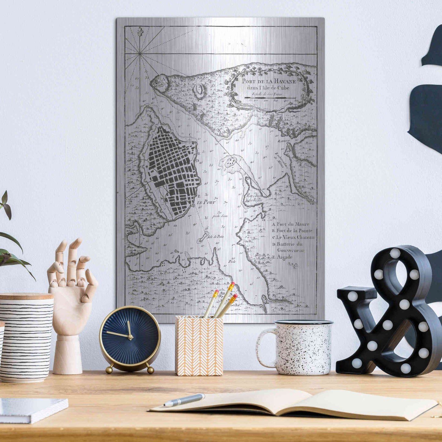 Luxe Metal Art 'Petite Map of the Port of Havana' by Unattributed, Metal Wall Art,12x16