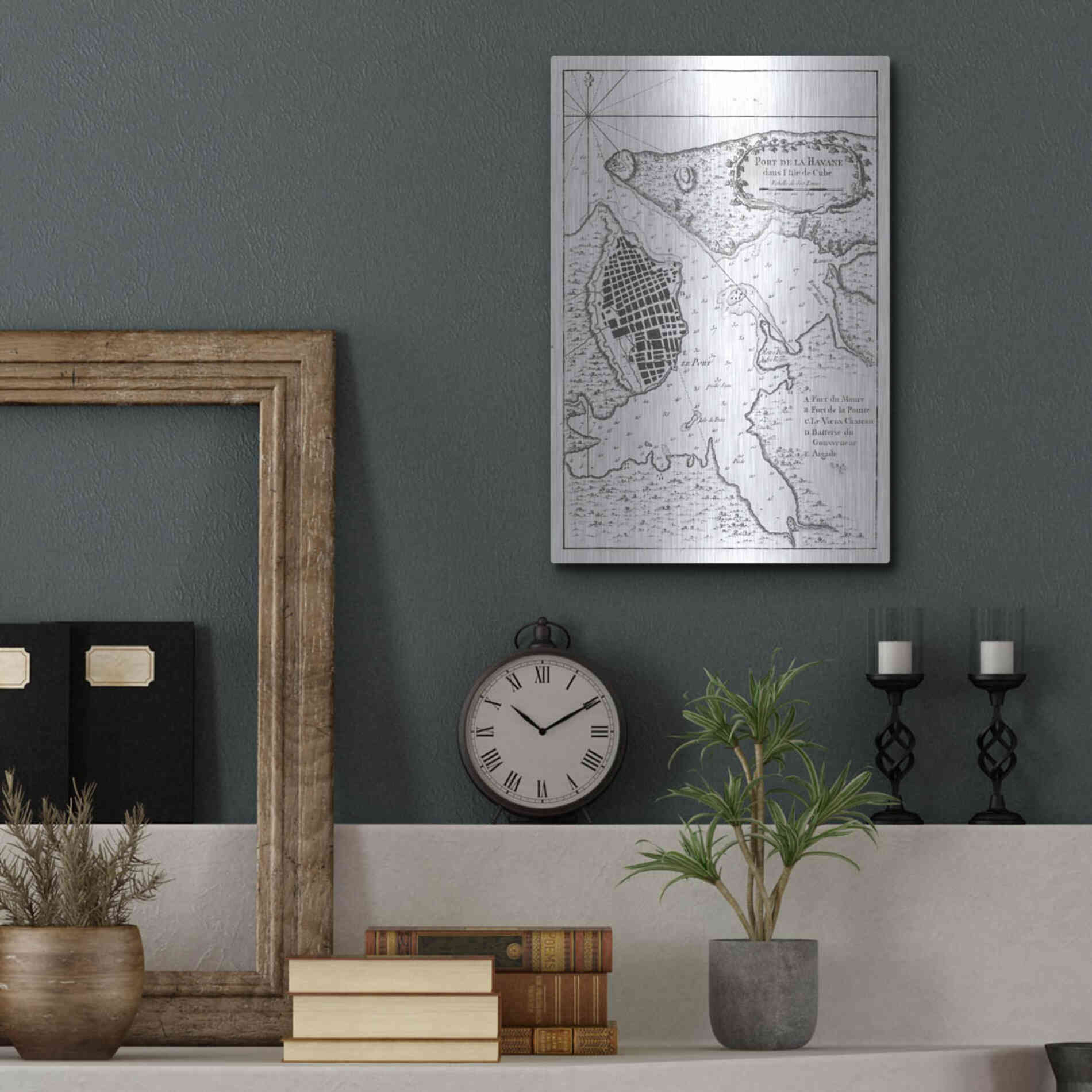 Luxe Metal Art 'Petite Map of the Port of Havana' by Unattributed, Metal Wall Art,12x16