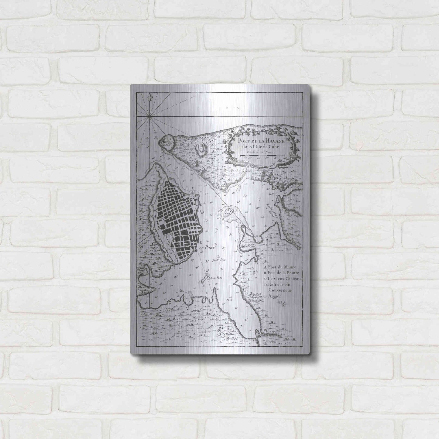 Luxe Metal Art 'Petite Map of the Port of Havana' by Unattributed, Metal Wall Art,16x24