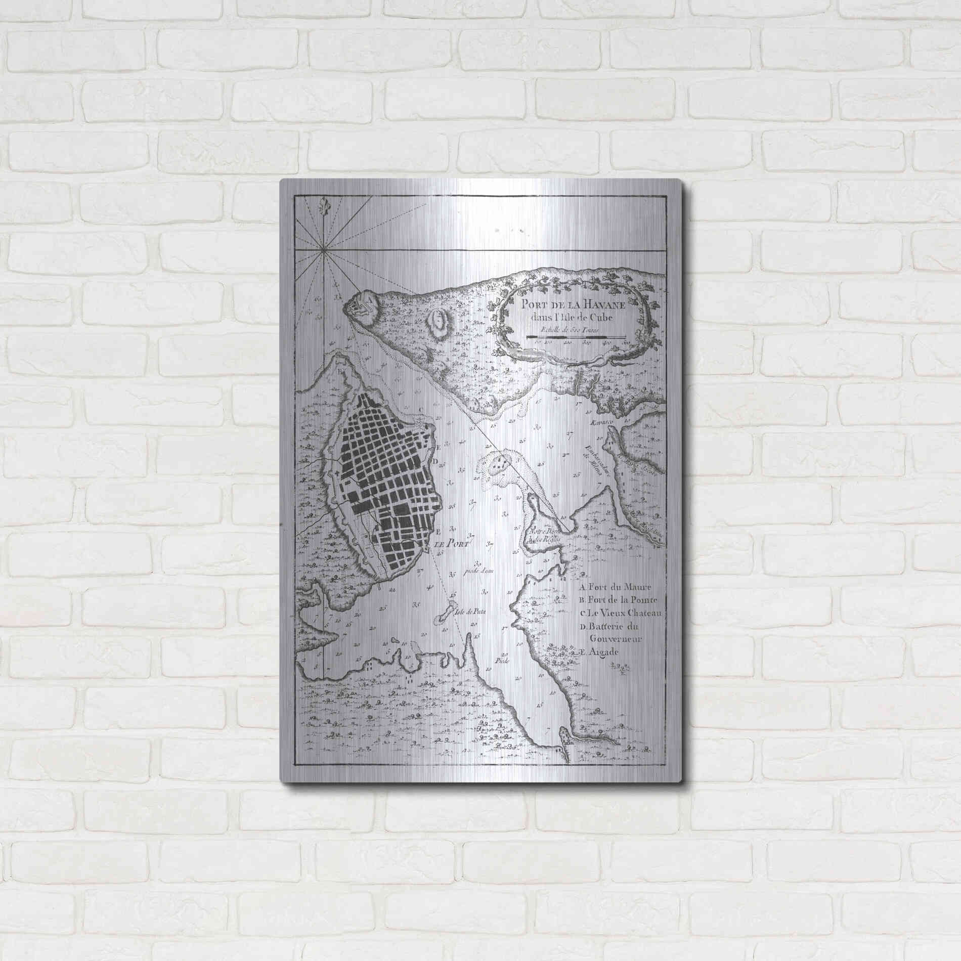 Luxe Metal Art 'Petite Map of the Port of Havana' by Unattributed, Metal Wall Art,24x36