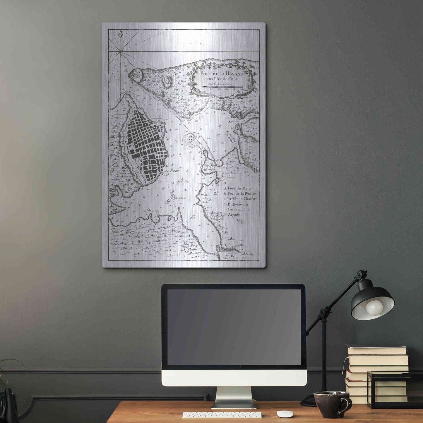 Luxe Metal Art 'Petite Map of the Port of Havana' by Unattributed, Metal Wall Art,24x36