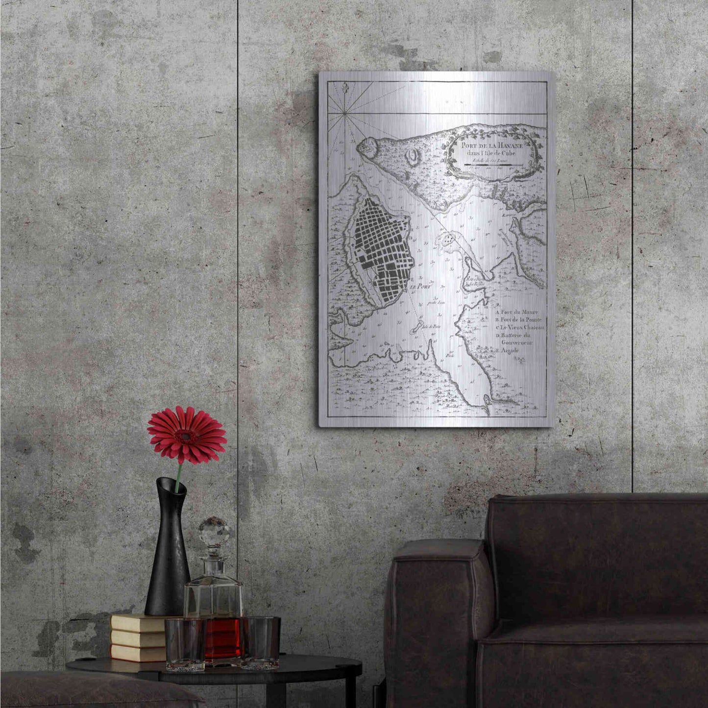 Luxe Metal Art 'Petite Map of the Port of Havana' by Unattributed, Metal Wall Art,24x36