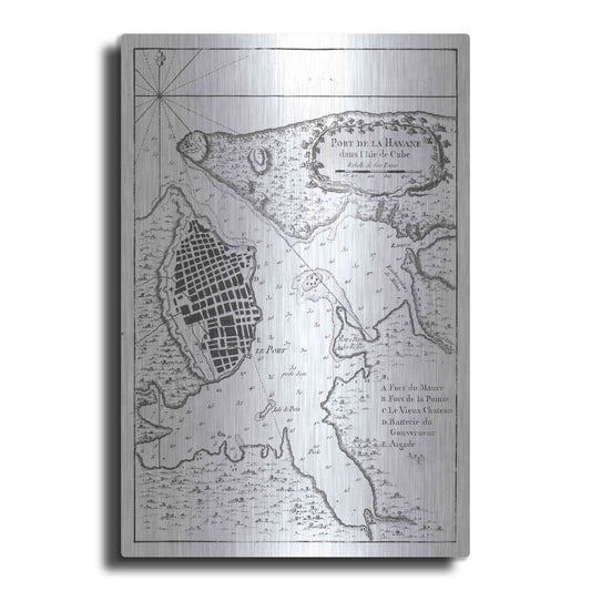 Luxe Metal Art 'Petite Map of the Port of Havana' by Unattributed, Metal Wall Art