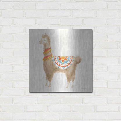 Luxe Metal Art 'Festive Llama IV' by Danhui Nai, Metal Wall Art,24x24